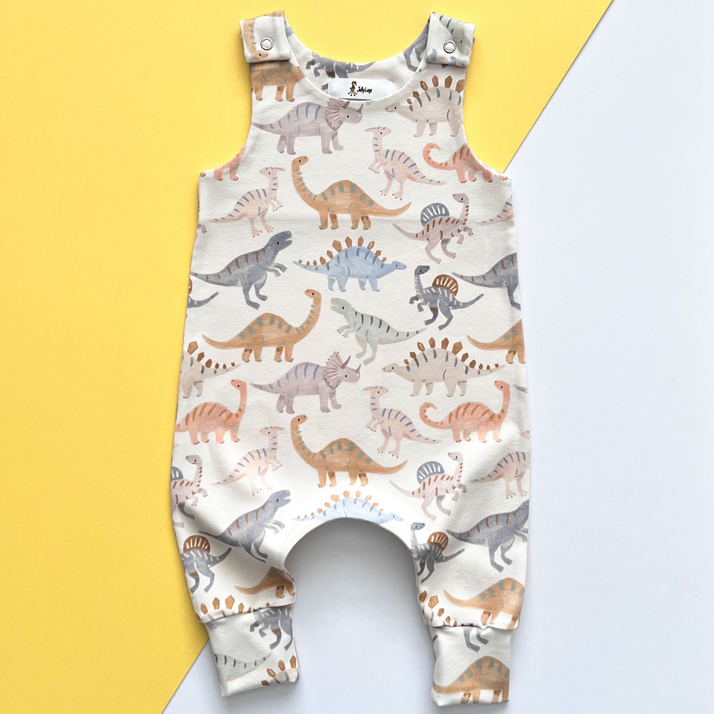 DINOSAUR DUNGAREE ROMPER