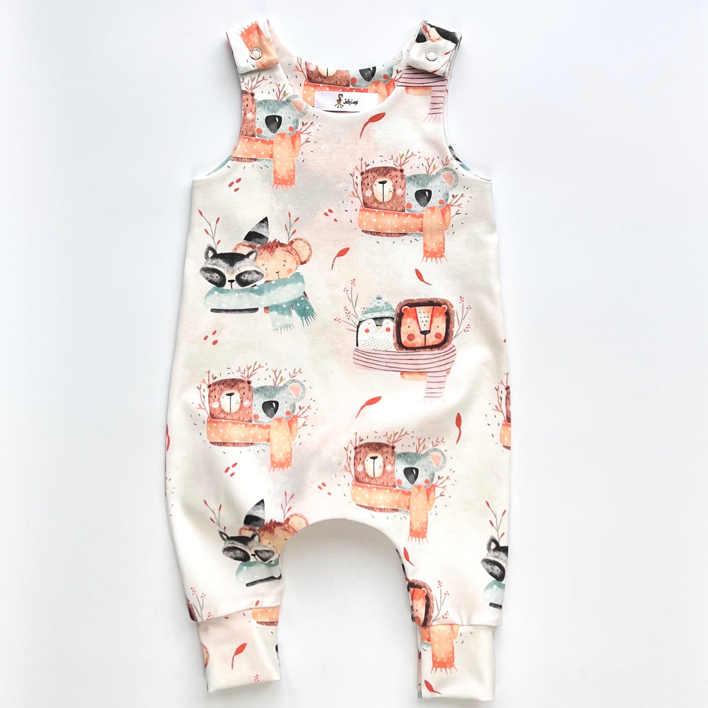 WINTER ANIMALS DUNGAREE ROMPER