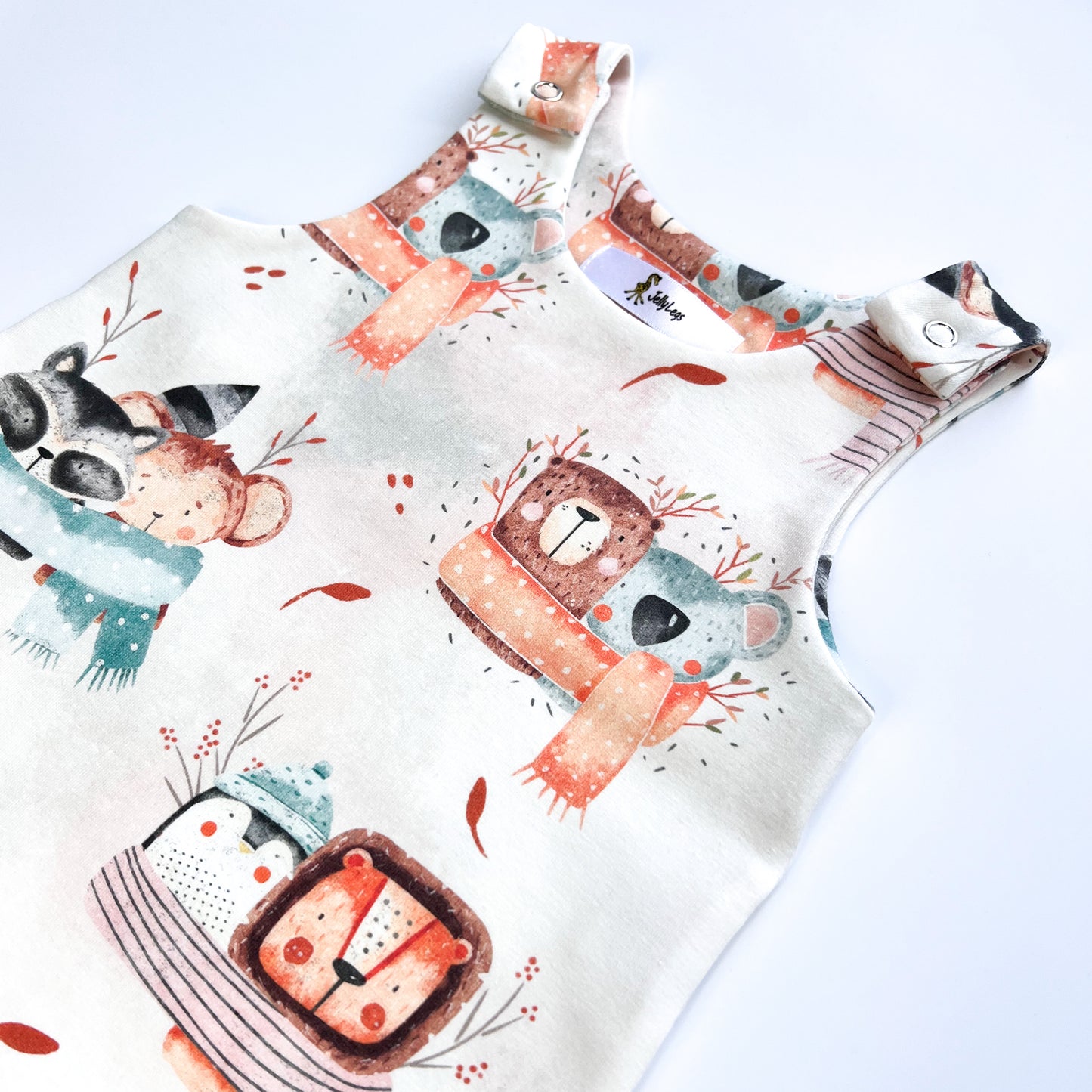 WINTER ANIMALS DUNGAREE ROMPER