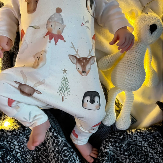 SANTA'S FRIENDS DUNGAREE ROMPER
