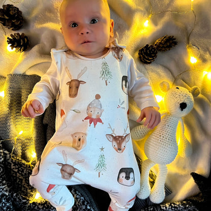 SANTA'S FRIENDS DUNGAREE ROMPER