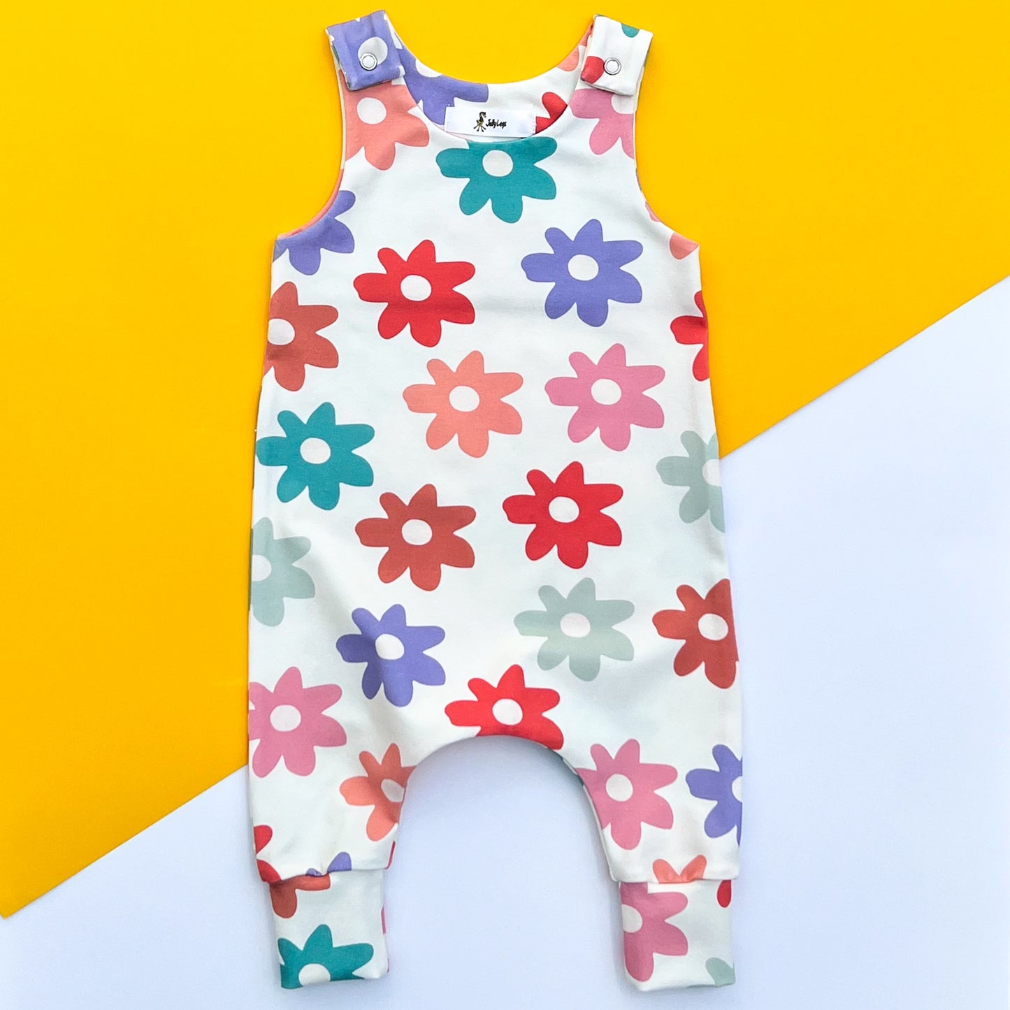 RETRO DAISY DUNGAREE ROMPER
