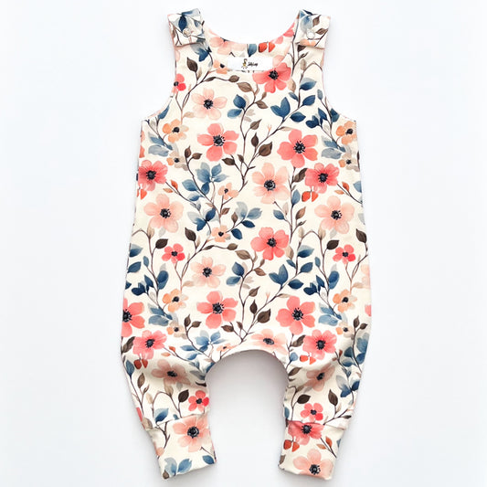 BLOOM FLORAL DUNGAREE ROMPER