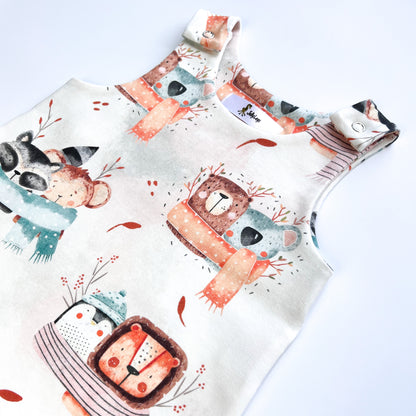 WINTER ANIMALS DUNGAREE ROMPER