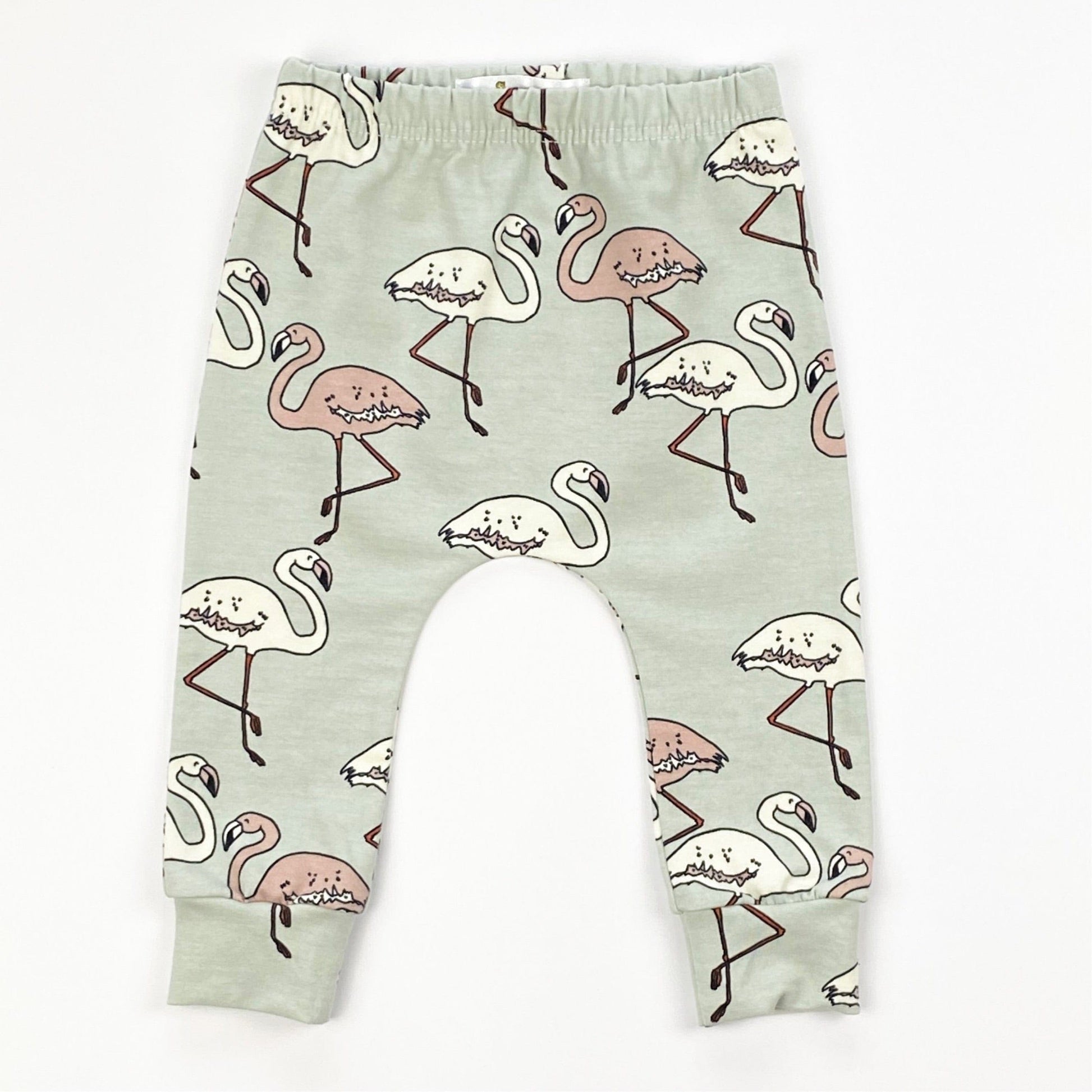 Dusty Green Flamingos baby and child leggings