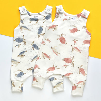 TURTLES DUNGAREE ROMPER (Pink)
