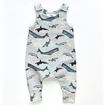 SALE WHALES DUNGAREE ROMPER