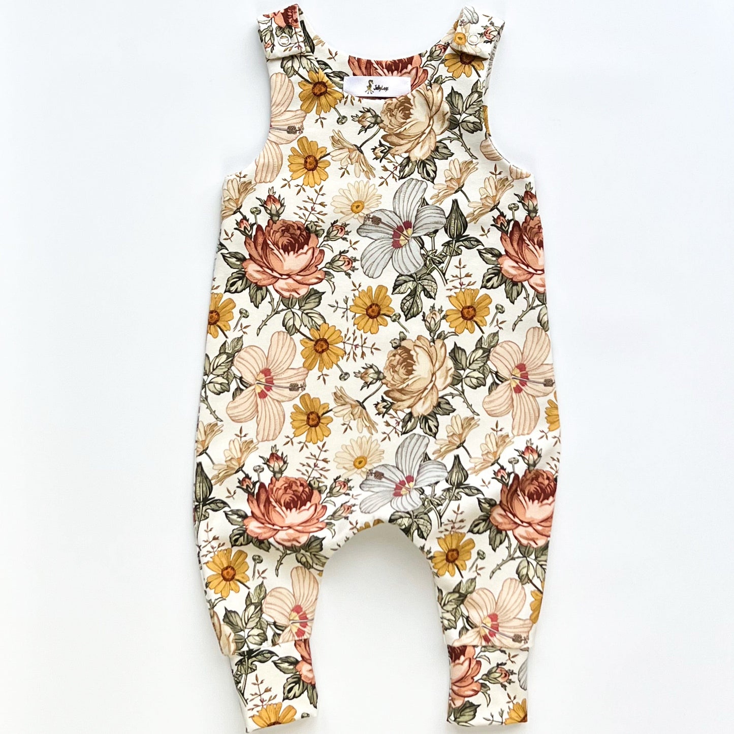 VINTAGE FLOWERS DUNGAREE ROMPER