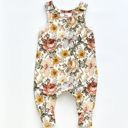 VINTAGE FLOWERS DUNGAREE ROMPER
