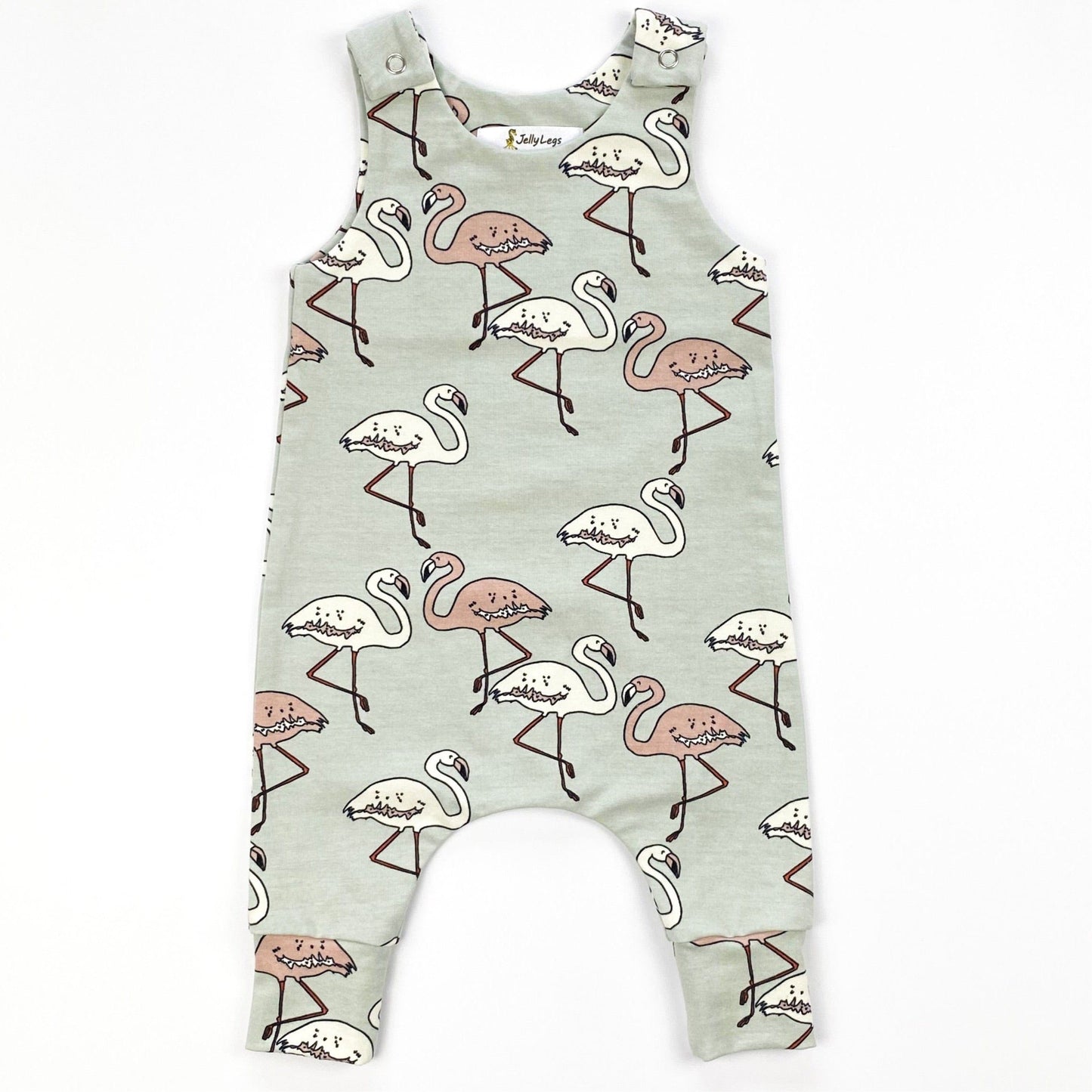 SALE FLAMINGO DUNGAREE ROMPER