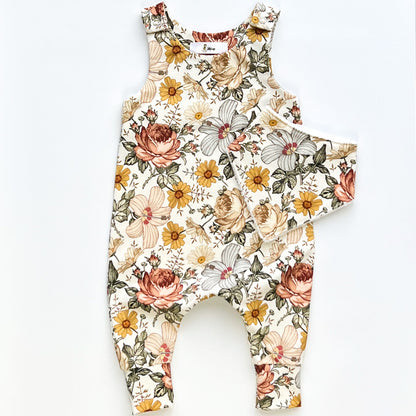 VINTAGE FLOWERS DUNGAREE ROMPER