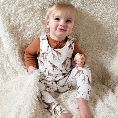 GIRAFFE DUNGAREE ROMPER